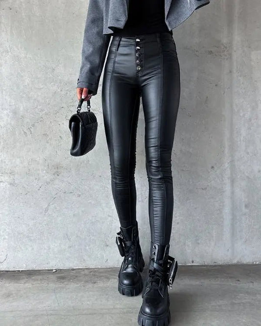 Slim-fit high-waisted leather pants - Angelenita